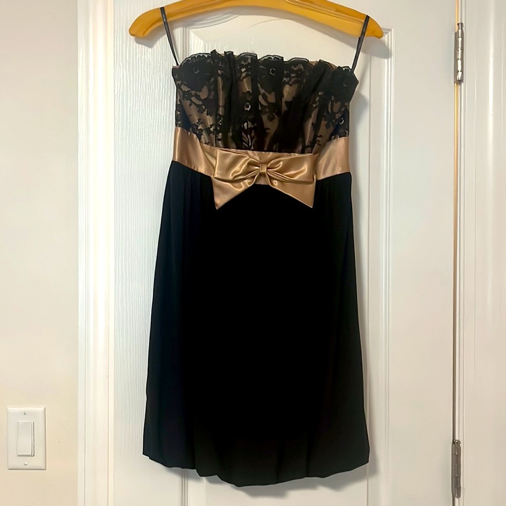Black Jessica Mcclintock Gunne Sax Strapless Cocktail Dress size 3